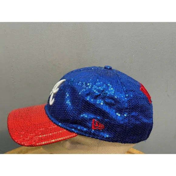 New Era Victoria's Secret PINK Hat Women OS Blue Red Sequin A Logo Strapback - Picture 5 of 8